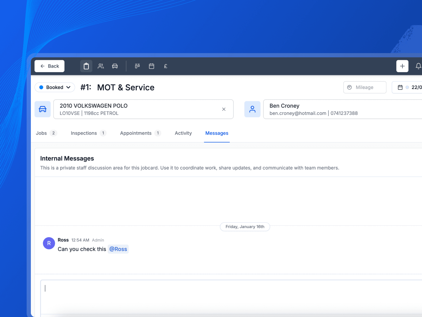 Job messaging interface