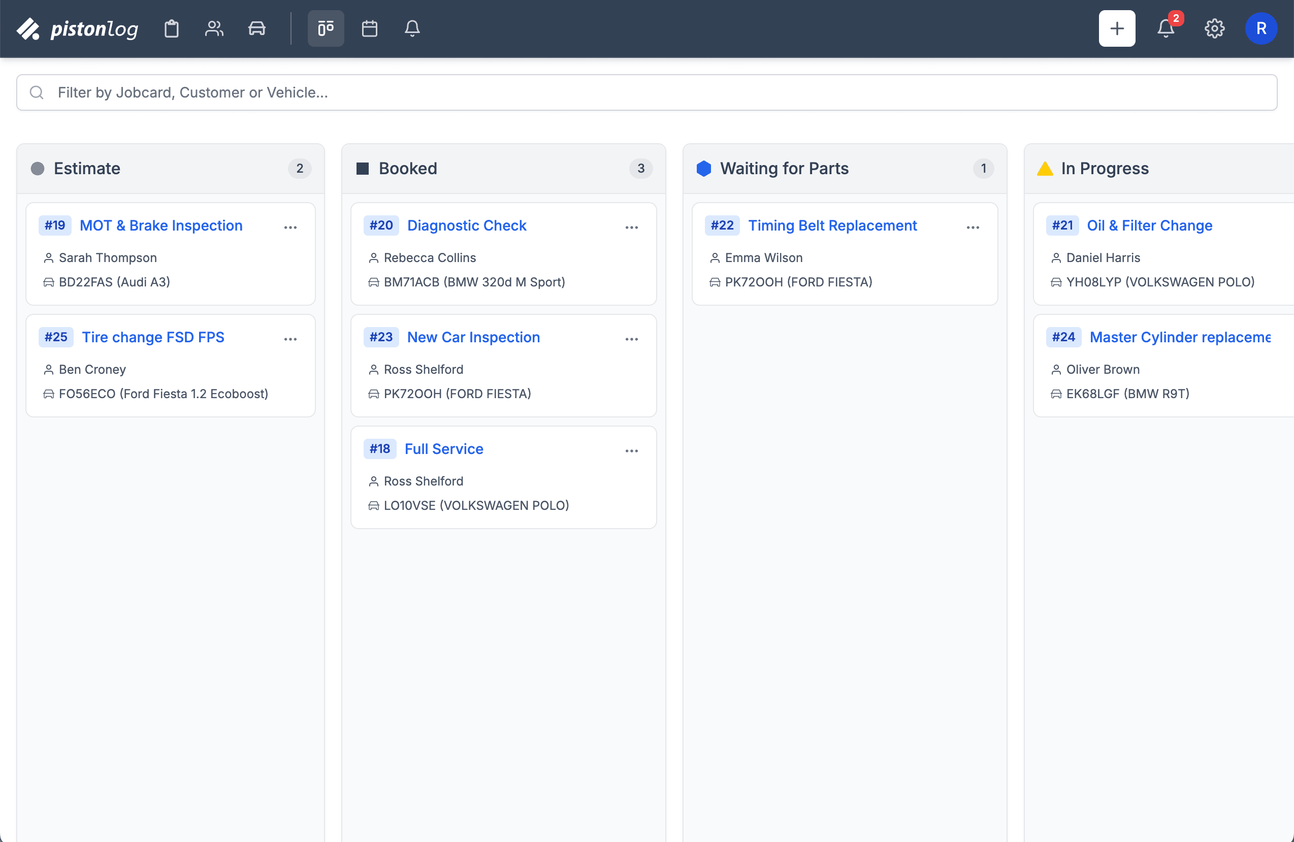 Pistonlog dashboard screenshot