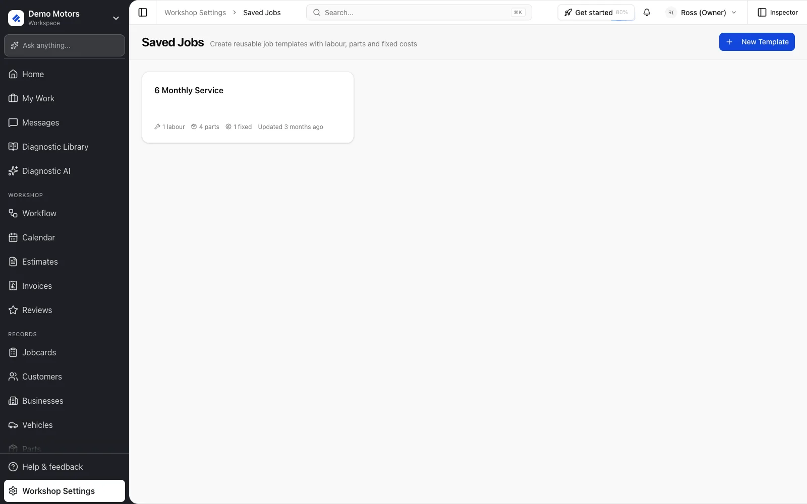 Workshop Settings → Saved Jobs.